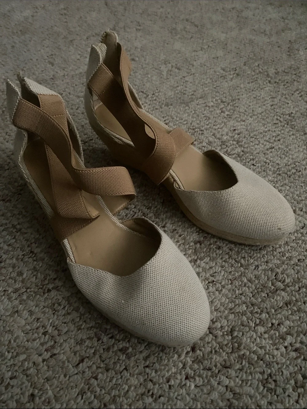 Talbots Cream & Tan Strappy Espadrille Wedge